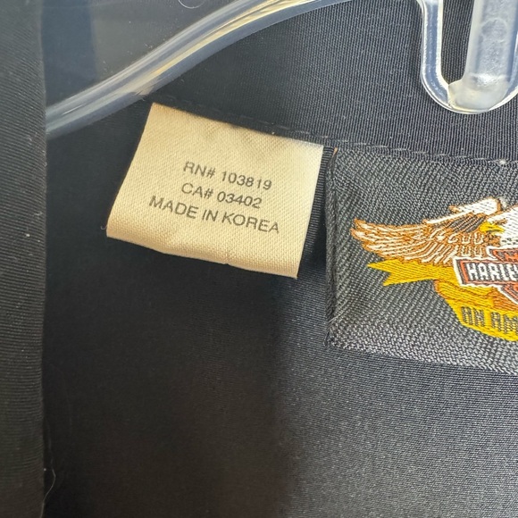 Vintage 2003 Harley Davidson Button Down Short Sleeve Bowler Shirt Flames Eagle - Picture 9 of 11